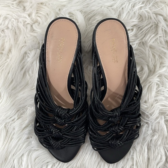 Rachel Zoe Black Odessa Block Heel Leather Strappy Mule Size 9.5 - Picture 3 of 13